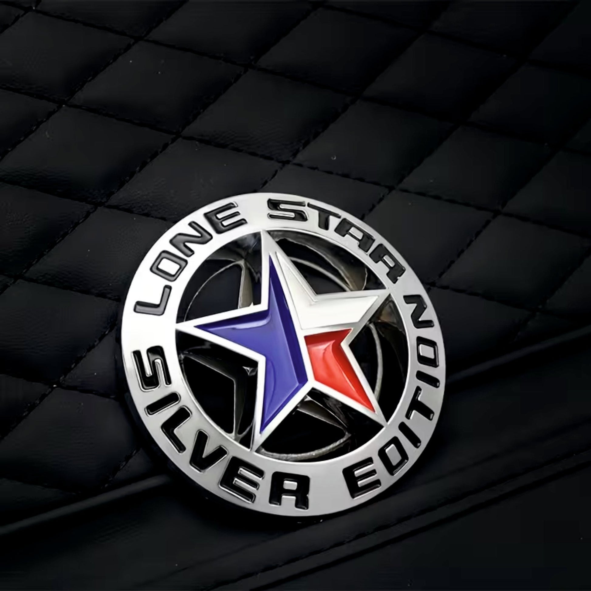 3D Lone Star Silver Edition Decal Badge Emblem Logo | 7.2cm x 7.2cm | All Vehicle Exterior Decorative Logo, Self - Adhesive - LONE_STICKER_SLV