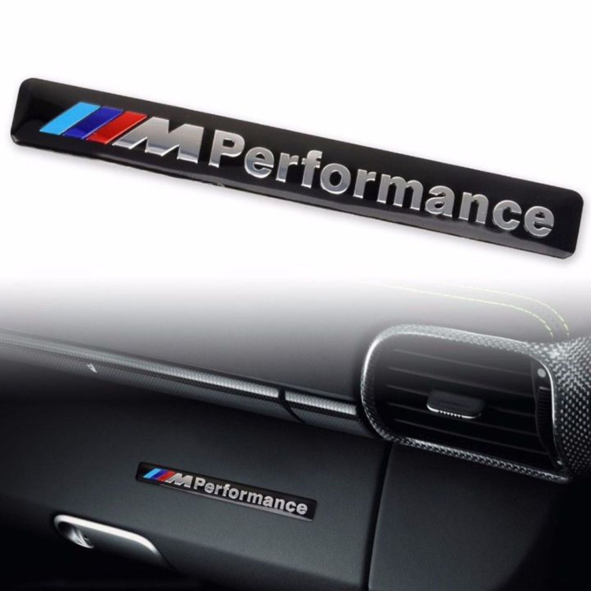 3D M Performance Badge Emblem| 1.2cm x 8.5cm | All Vehicle Exterior Decorative Logo, Self - Adhesive - STICKER_M_PERFORMANCE