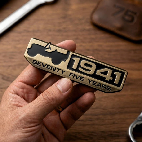 3D Metal Sticker 1941 75th Emblem Sticker for Jeep, Cars, Metal (Bronze) - STICKER_1947_BRONZE