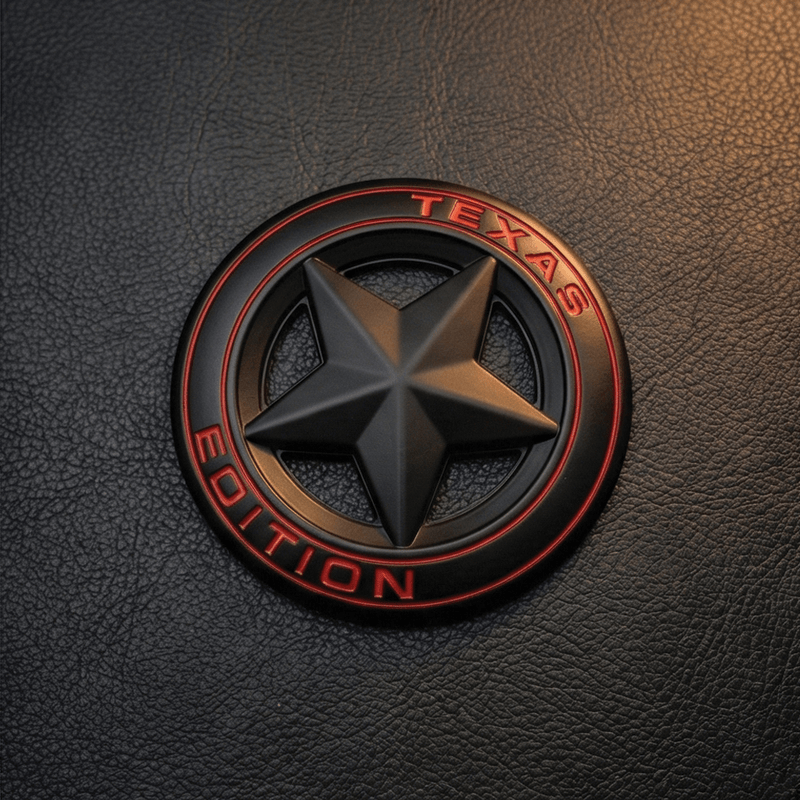 3D Metal Texas Edition Badge Emblem| 7.5cm x 7.5cm | All Vehicle Exterior Decorative Logo, Self - Adhesive - STICKER_TEXAS_BLK