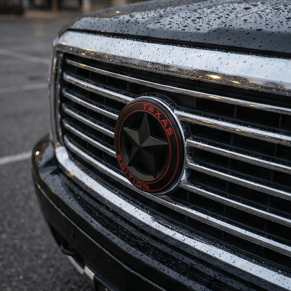 3D Metal Texas Edition Badge Emblem| 7.5cm x 7.5cm | All Vehicle Exterior Decorative Logo, Self - Adhesive - STICKER_TEXAS_BLK