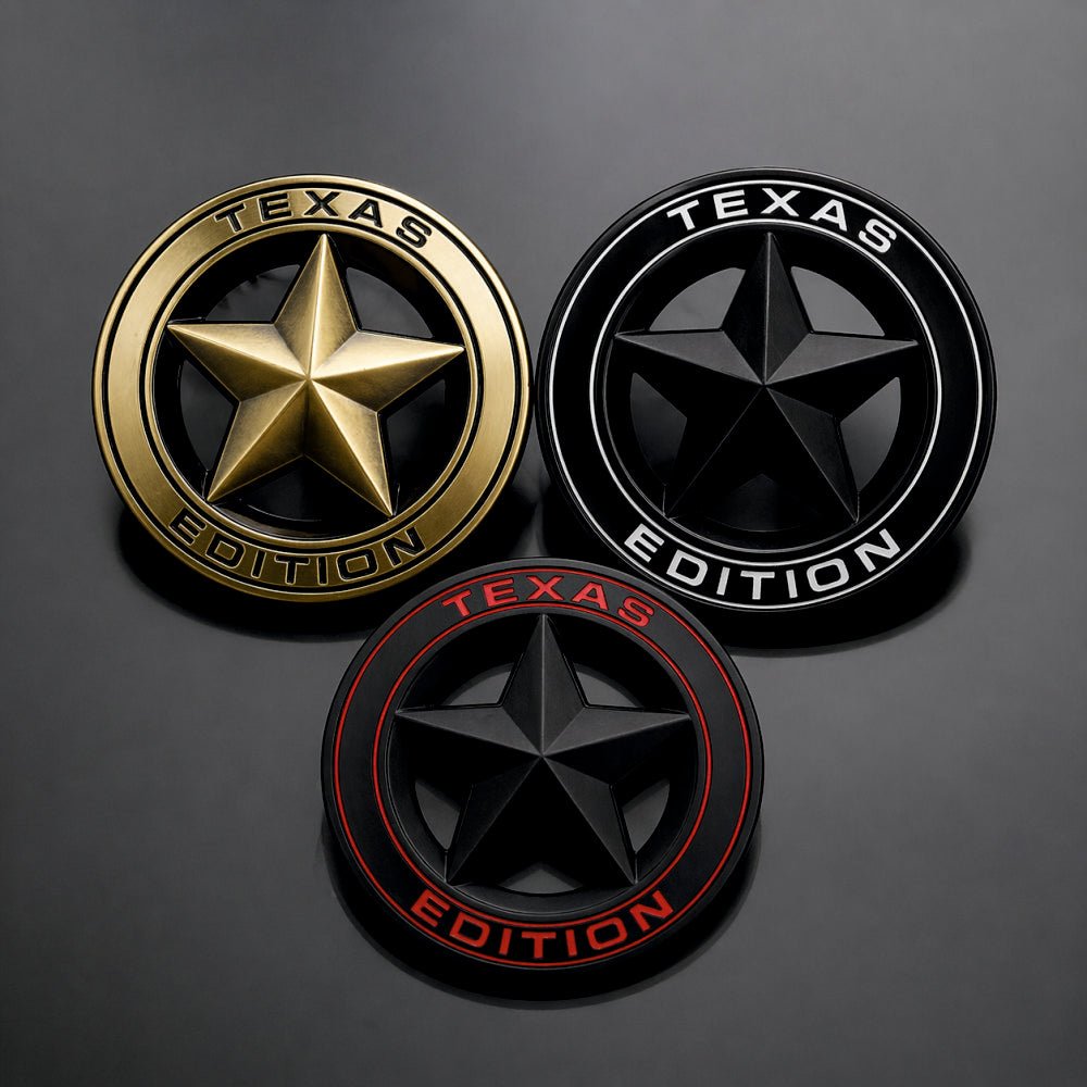 3D Metal Texas Edition Badge Emblem| 7.5cm x 7.5cm | All Vehicle Exterior Decorative Logo, Self - Adhesive - STICKER_TEXAS_BRNZ