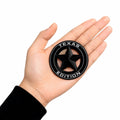 3D Metal Texas Edition Badge Emblem| 7.5cm x 7.5cm | All Vehicle Exterior Decorative Logo, Self - Adhesive - STICKER_TEXAS_BLK_RED