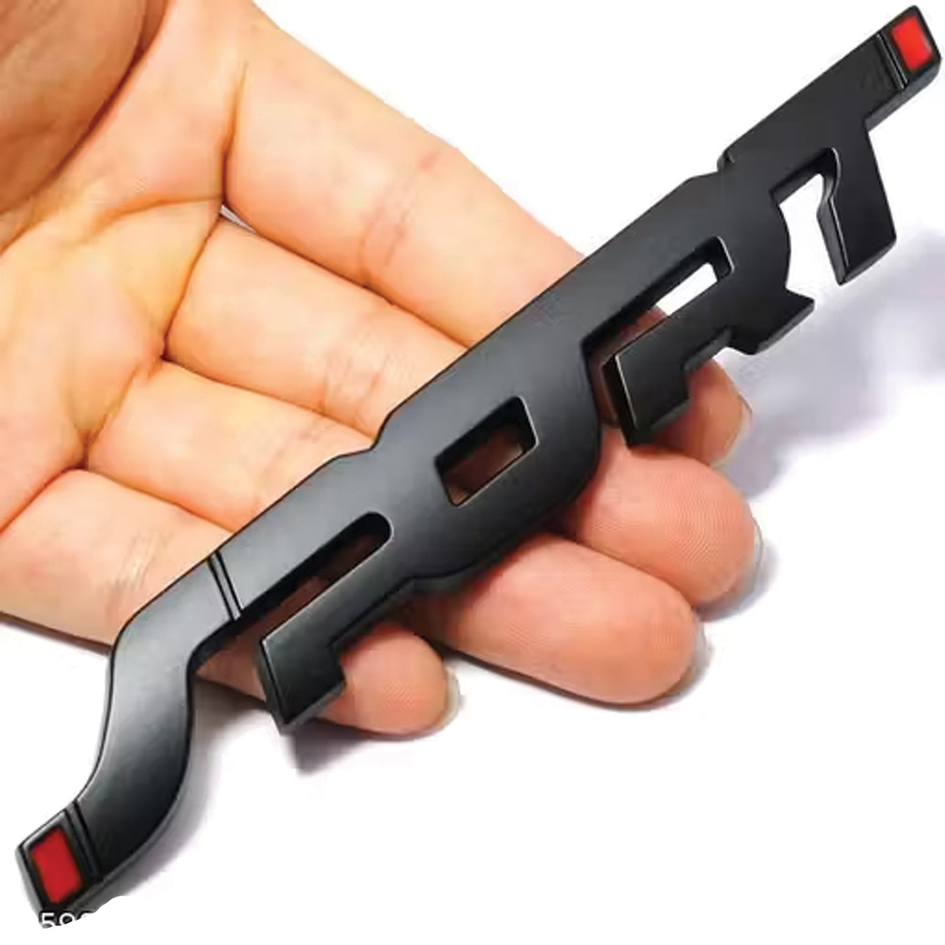 3D SPORT Metal Car Logo Emblem 13.7 X 2 cm Premium Matte Black Finish with Red Details - STICKER_SPORT_DOT_BLACK