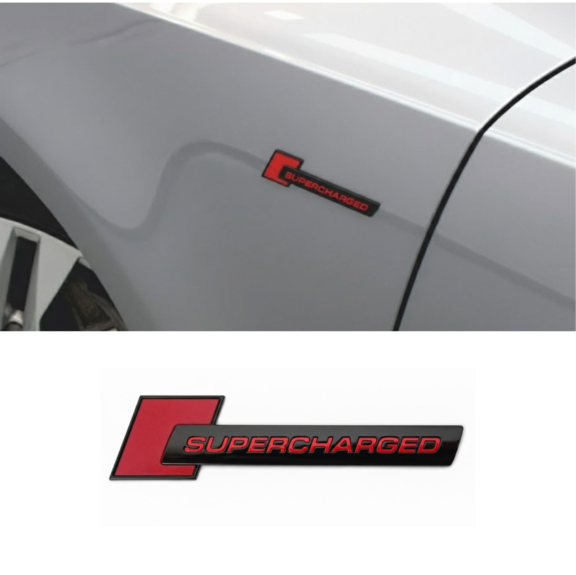 3D Supercharged Car Emblem Badge | 10 cm x 7.5 cm | All Vehicle Exterior Decorative Logo, Self - Adhesive - STICKER_SUPERCHARGED