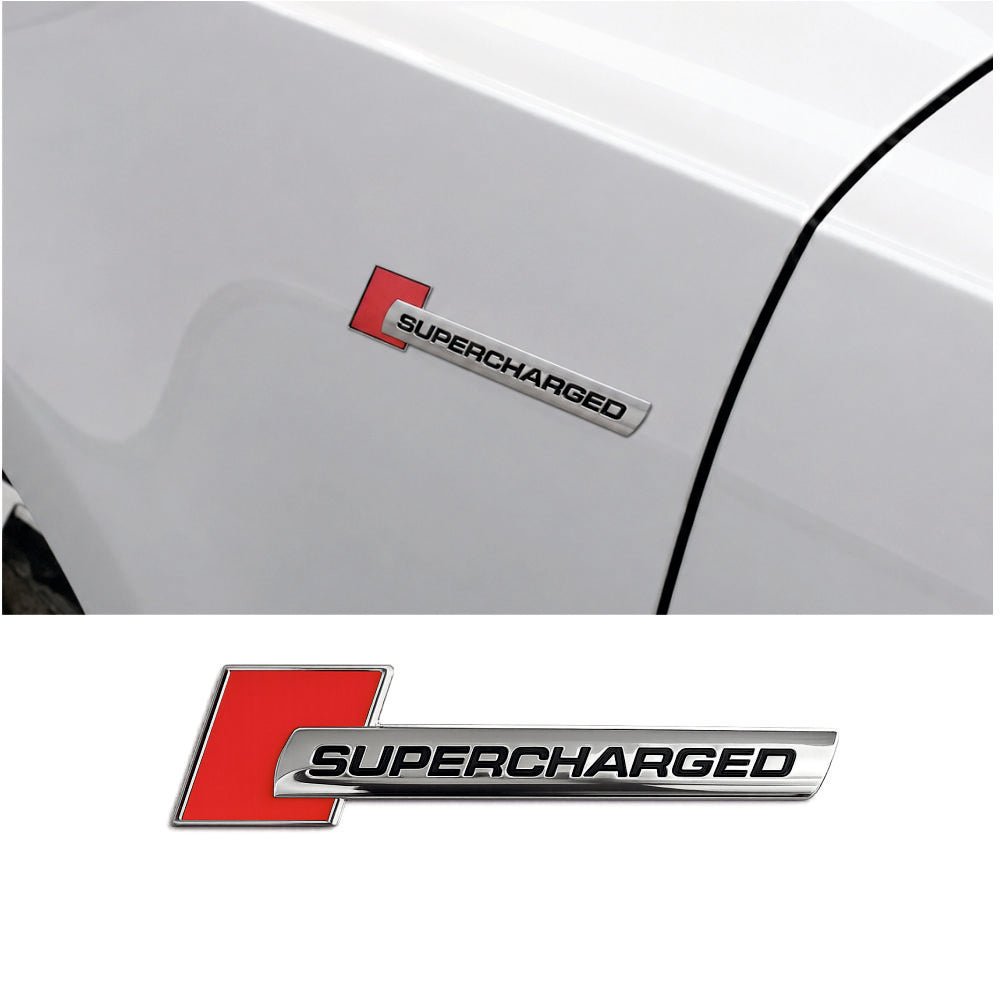 3D Supercharged Metal Sticker - 10 cm x 7.5 cm -STICKER_SUPERCHARGED_SLV