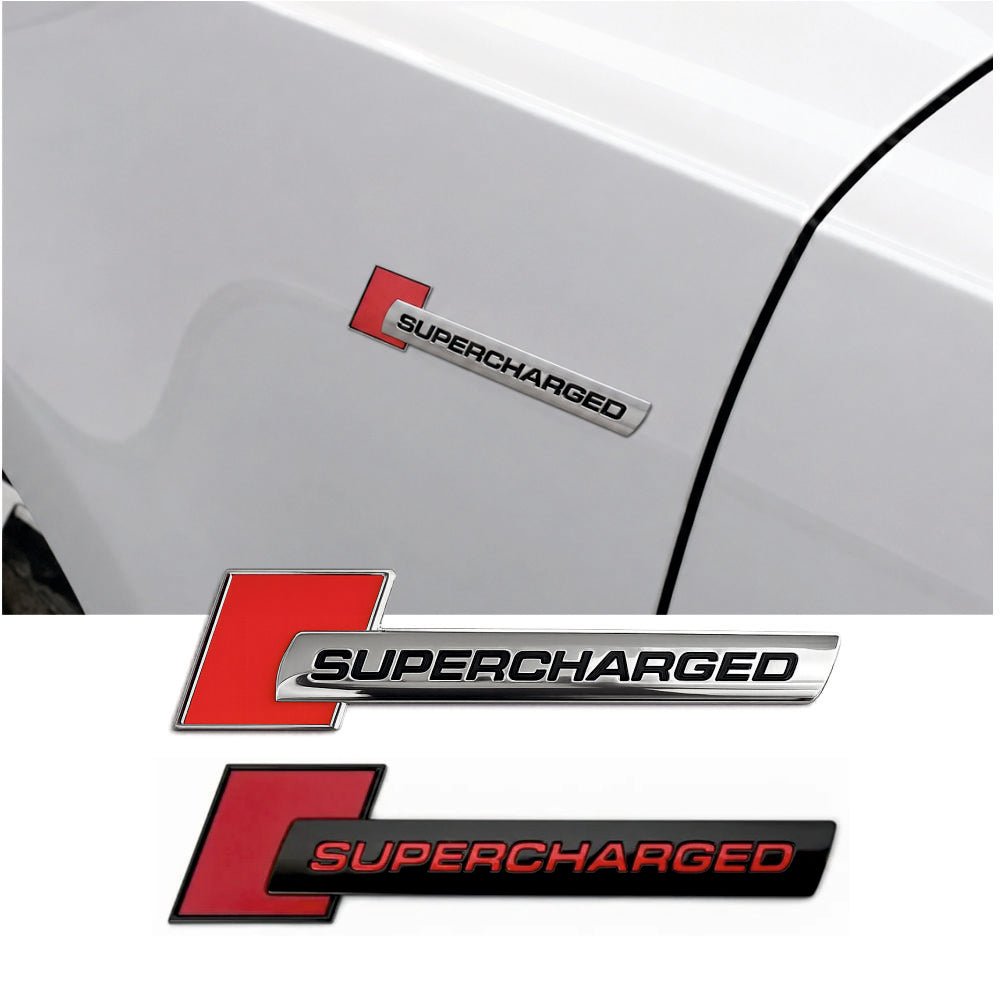 3D Supercharged Metal Sticker - 10 cm x 7.5 cm -STICKER_SUPERCHARGED_BLK