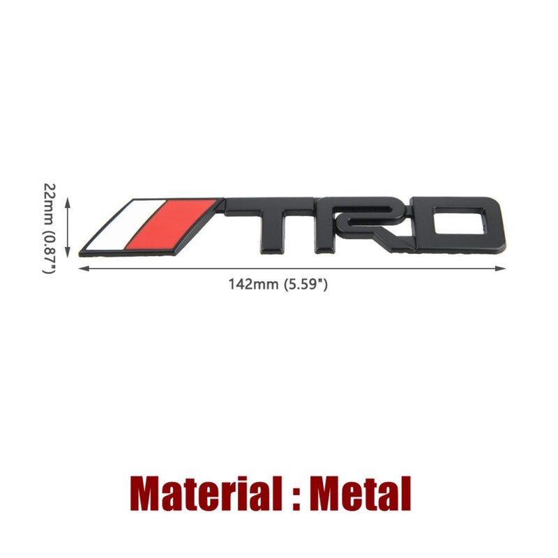 3D TRD White/Red Logo Car Badge Emblem | 14.2cm x 2.2cm | All Vehicle Exterior Decorative Logo, Self - Adhesive - STICKER_TRD_B
