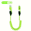 4 - in - 1 Fast Charging Coiled Cable – USB & Type - C to Lightning/Type - C, 1.5M - CABLE_SPR-GREE