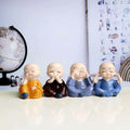 4 - Piece Miniature Monk Buddha Statue Set | Car Interior Decoration & Gift Item - BUDDHA_4
