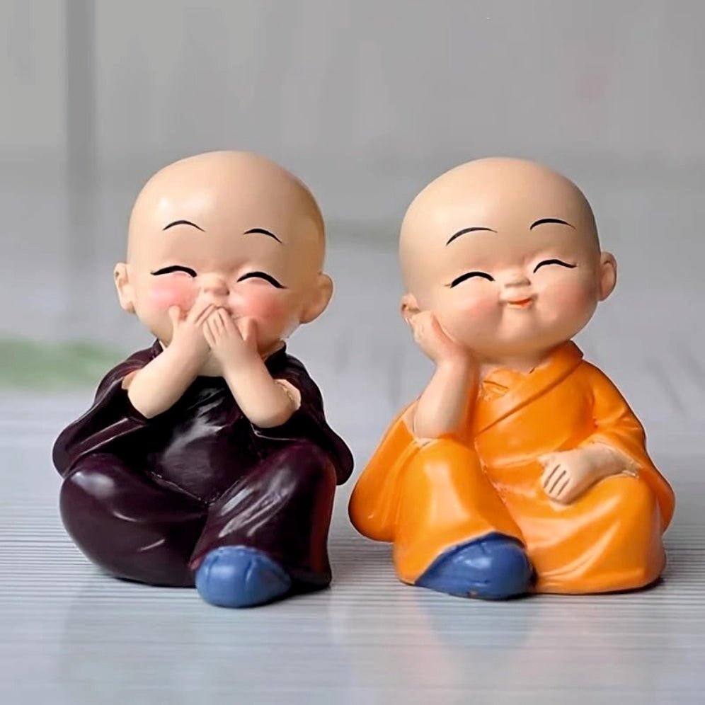 4 - Piece Miniature Monk Buddha Statue Set | Car Interior Decoration & Gift Item - BUDDHA_4