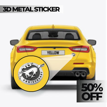 40th Anniversary Mustang Logo Car Badge Emblem | 6cm x 6cm | All Vehicle Exterior Decorative Logo, Self - Adhesive - STICKER_40TH_ANNI