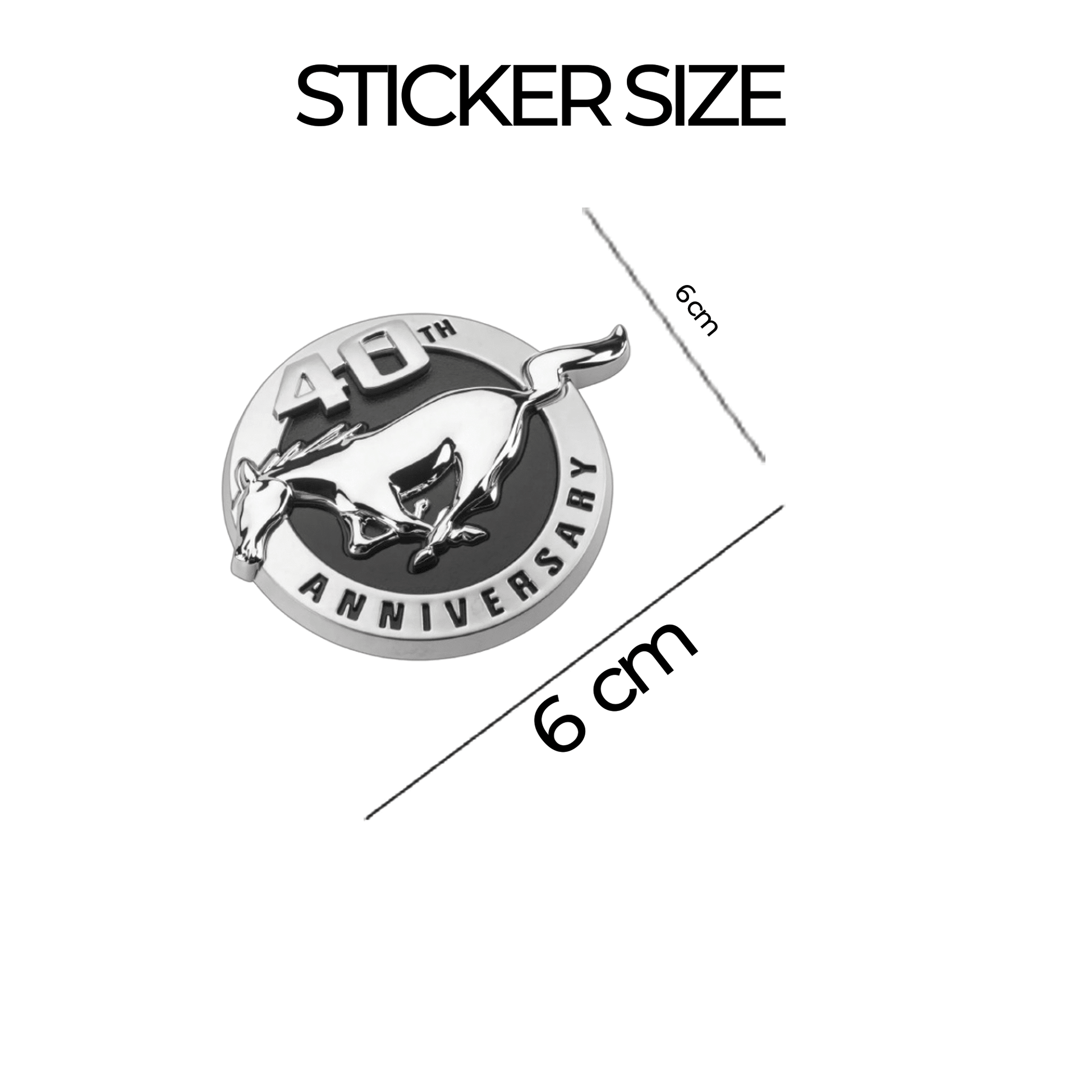 40th Anniversary Mustang Logo Car Badge Emblem | 6cm x 6cm | All Vehicle Exterior Decorative Logo, Self - Adhesive - STICKER_40TH_ANNI