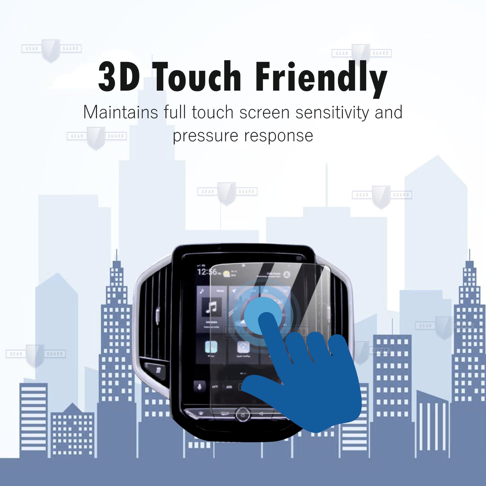 Fingerprint-resistant screen protector on a car infotainment system, keeping the screen clean