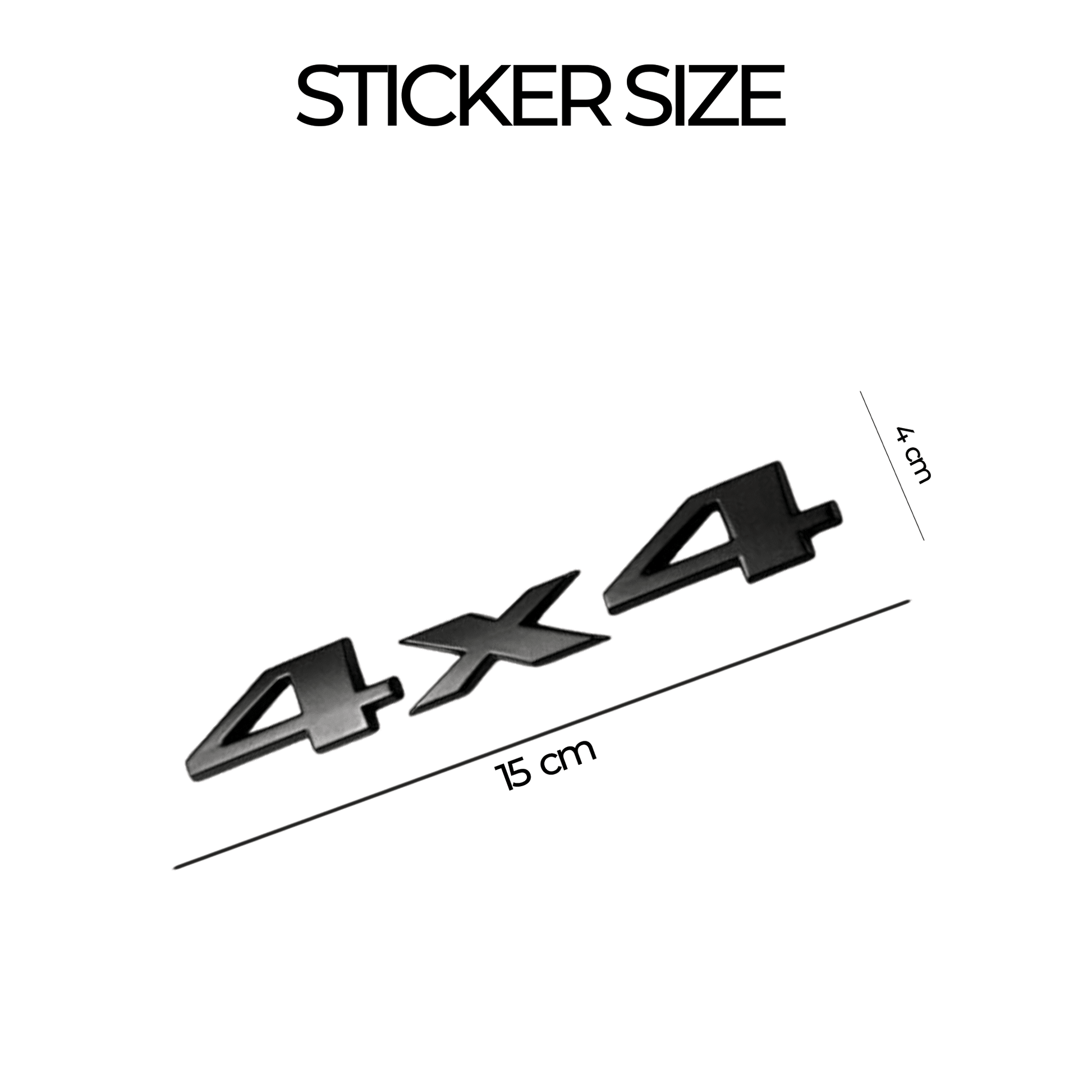 4x4 3D Logo Car Badge Emblem | 15cm x 4cm | All Vehicle Exterior Decorative Logo, Self - Adhesive - STICKER_4X4_BLK-D1