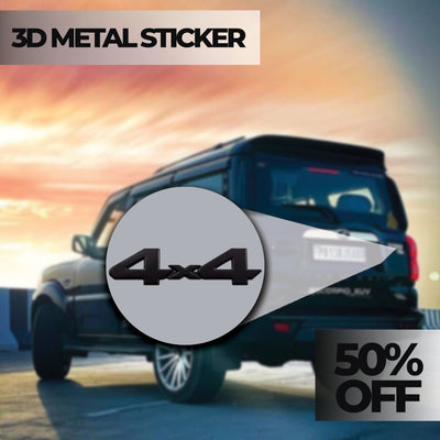 4x4 3D Logo Car Badge Emblem | 15cm x 4cm | All Vehicle Exterior Decorative Logo, Self - Adhesive - STICKER_4X4_BLK-D1