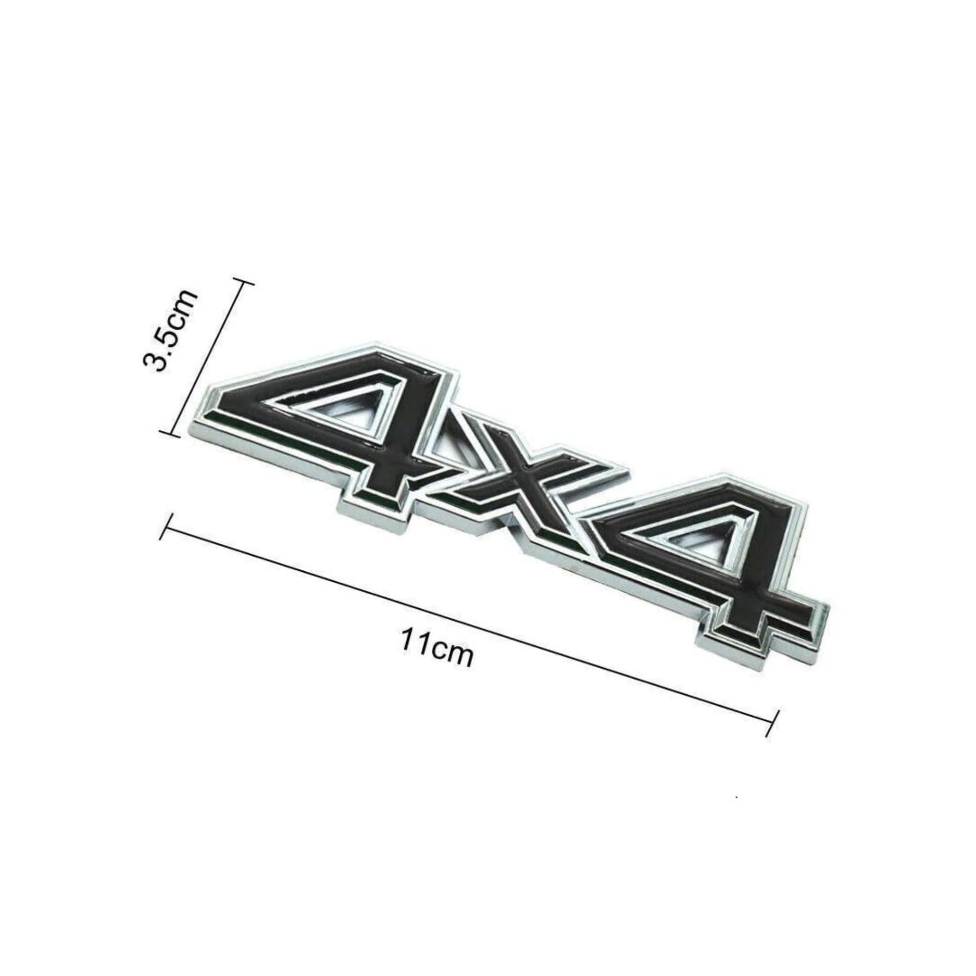 4x4 Off - Road Chrome & Black 3D Emblem | 11cm x 3.5cm | All Vehicle Exterior Decorative Logo, Self - Adhesive - STICKER_4X4