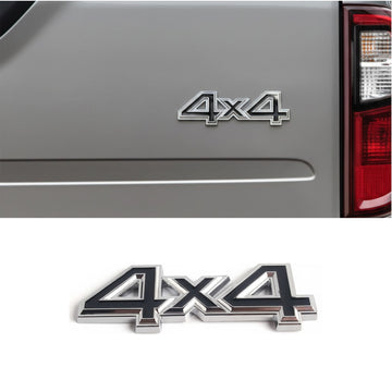 4x4 Off-Road Chrome & Black 3D Emblem | 11cm x 3.5cm | All Vehicle Exterior Decorative Logo, Self-Adhesive