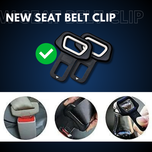 Universal Car Safety Seat Belt Black Buckle Extension Extender Clip Alarm Stopper (Pack of 2)