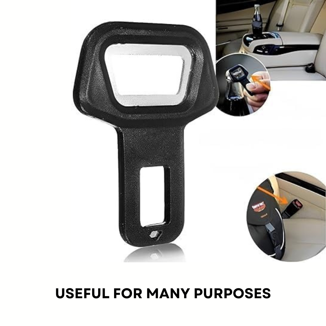 Universal Car Safety Seat Belt Black Buckle Extension Extender Clip Alarm Stopper (Pack of 2)