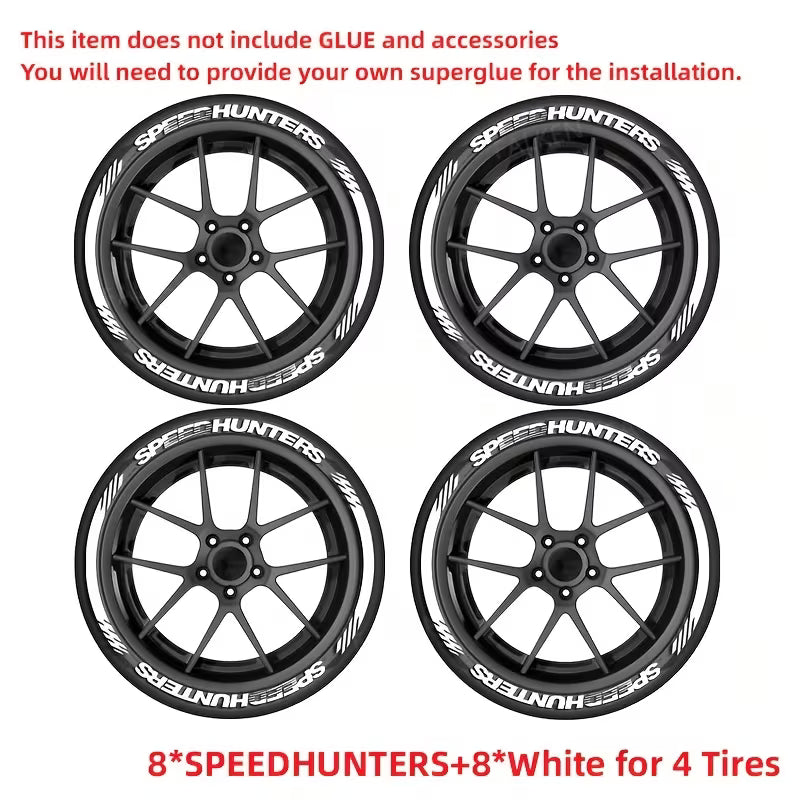 Car Permanent Tyre Stickers Sports | Complete Set for All 4 Tyres