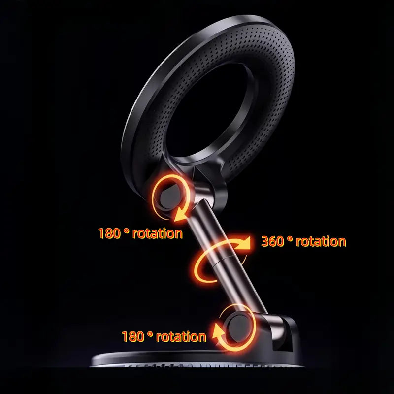 360° Magnetic Suction Cup Phone Holder Foldable Vacuum Mount, Multi-Angle Adjustment K007– Universal Fit (Black)