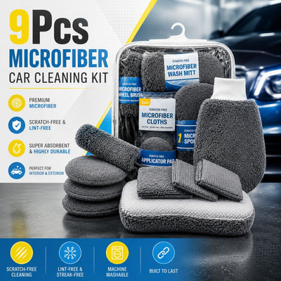 9 Pcs Microfiber Car Cleaning Kit