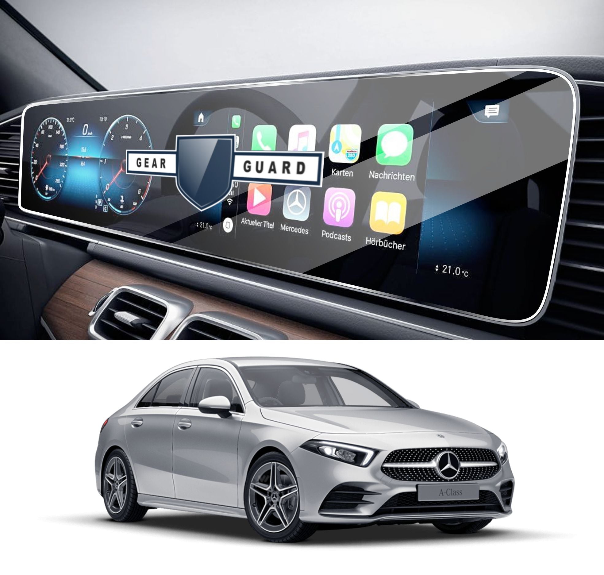 mercedes benz a class infotainment system touch screen guard protector tempered glass full screen