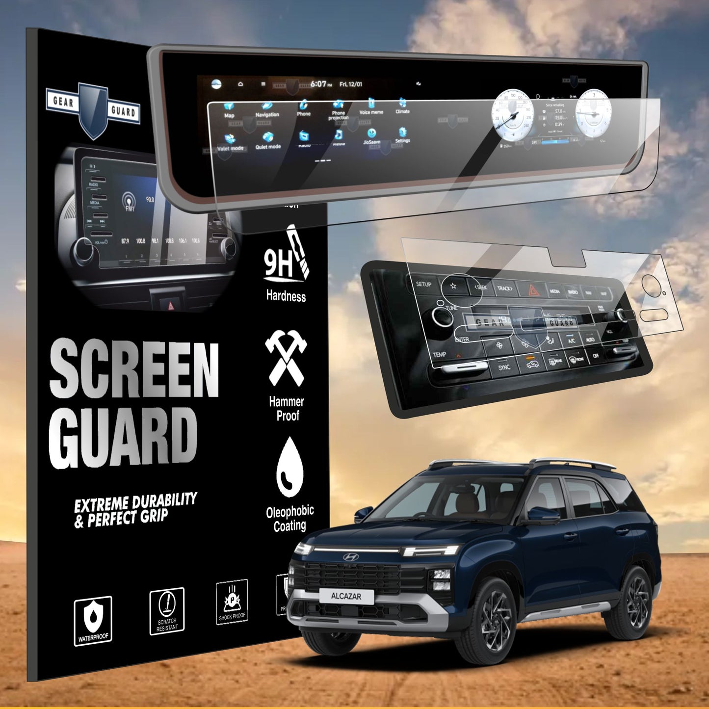 Hyundai Alcazar Facelift Full Touch Screen Infotainment System With AC Vent [2024-Running]