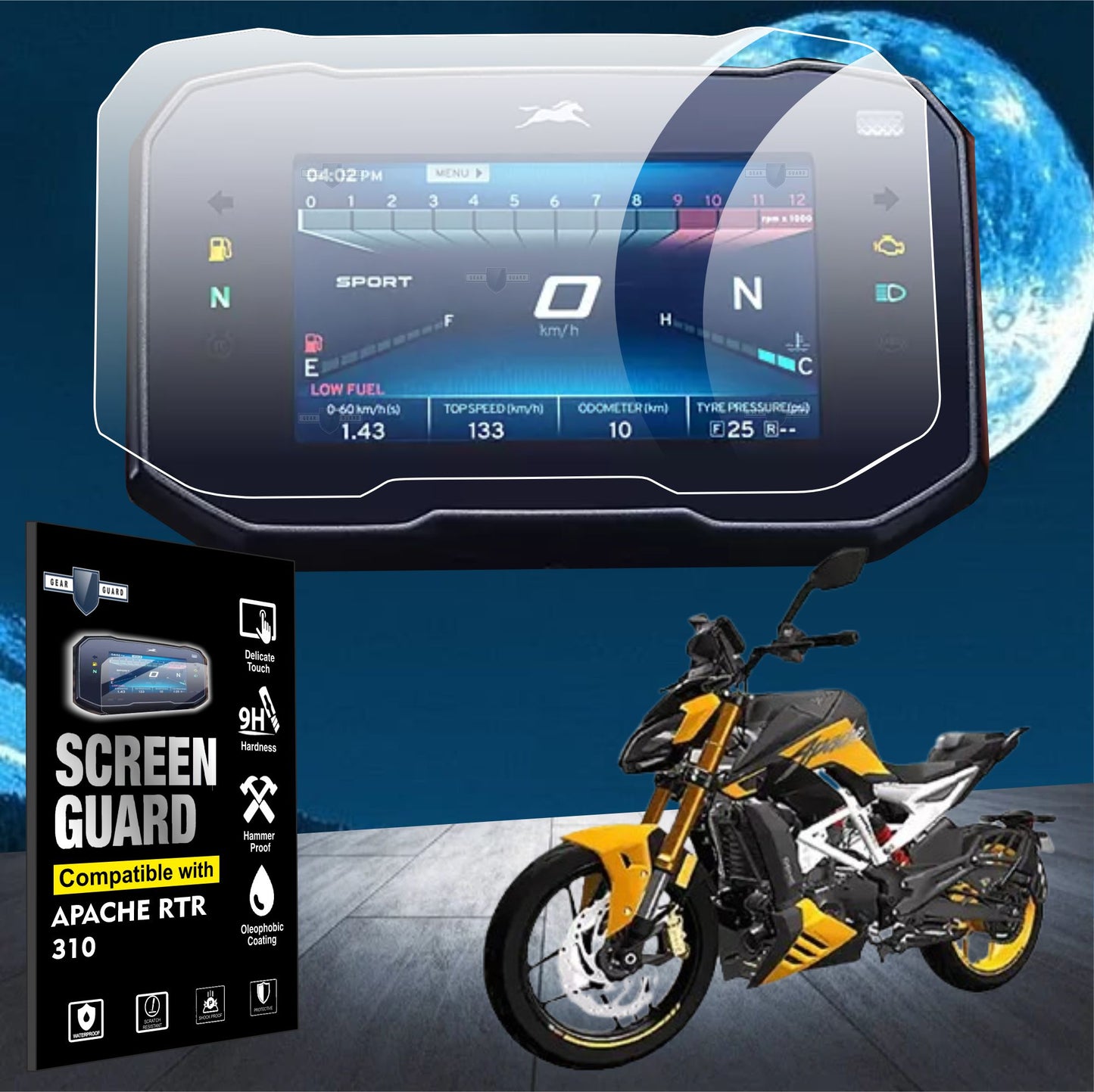 TVS Apache RTR 310 Accessories Instrument Cluster Screen Guard