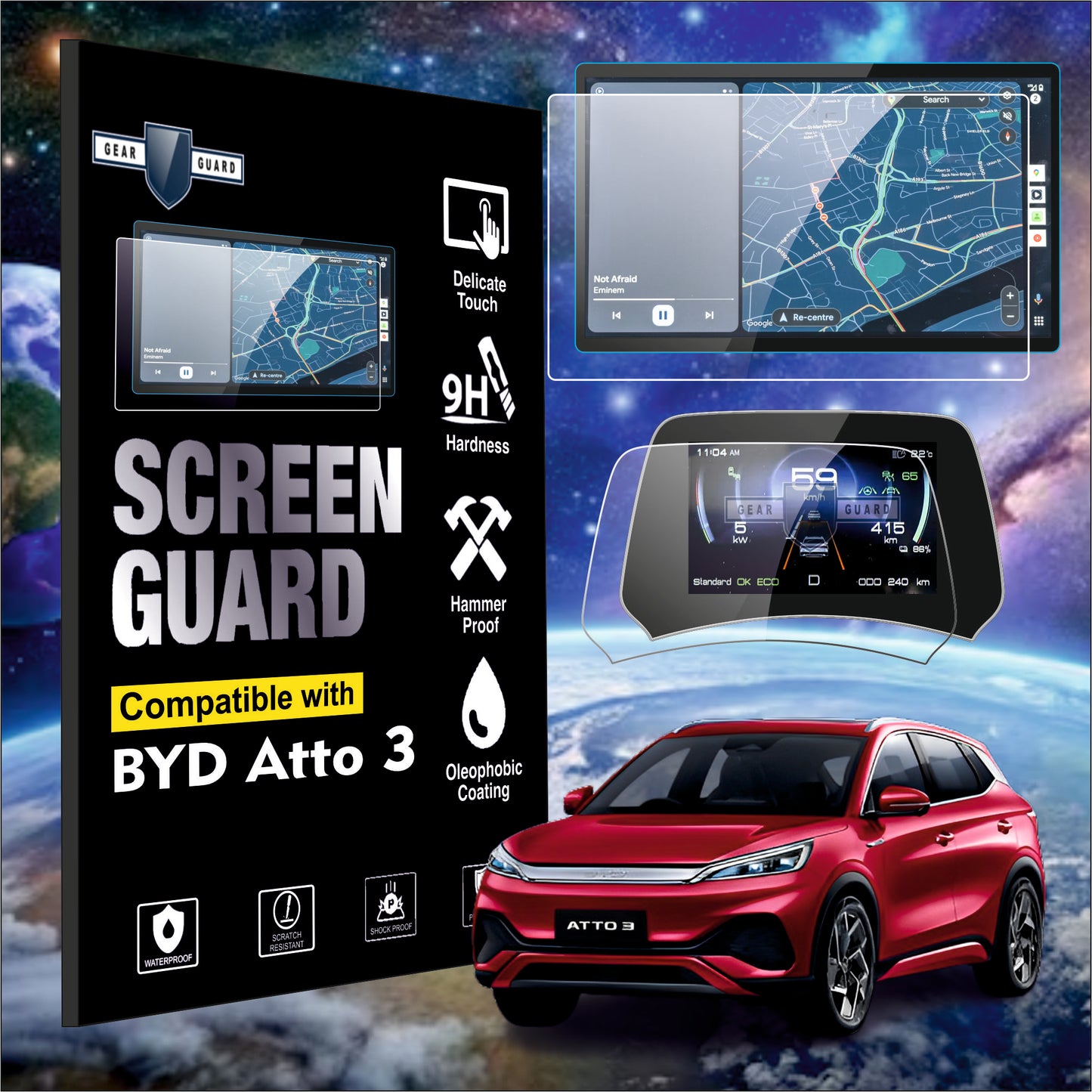 BYD Atto 3 Touch Screen 12.8"Inch Infotainment system | 5"inch Speedometer (MID) Protection Guard