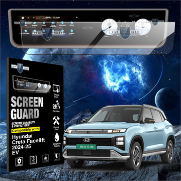 Hyundai Creta Facelift 2024 2025 EV Electric car accessories infotainment system protection guard protector tempered glass 9H hardness full touch screen