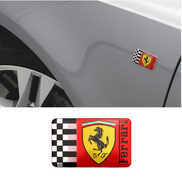 Ferrari Logo Car Badge Emblem | 8cm x 5cm | All Vehicle Exterior Decorative Logo, Self-Adhesive
