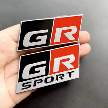 3D GR Car Badge Emblem Black Red | 6.7cm x 2.9cm | All Vehicle Exterior Decorative Logo, Self-Adhesive