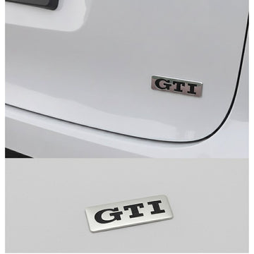 3D GTI Logo Car Badge Emblem | 8cm x 3cm | All Vehicle Exterior Decorative Logo, Self-Adhesive
