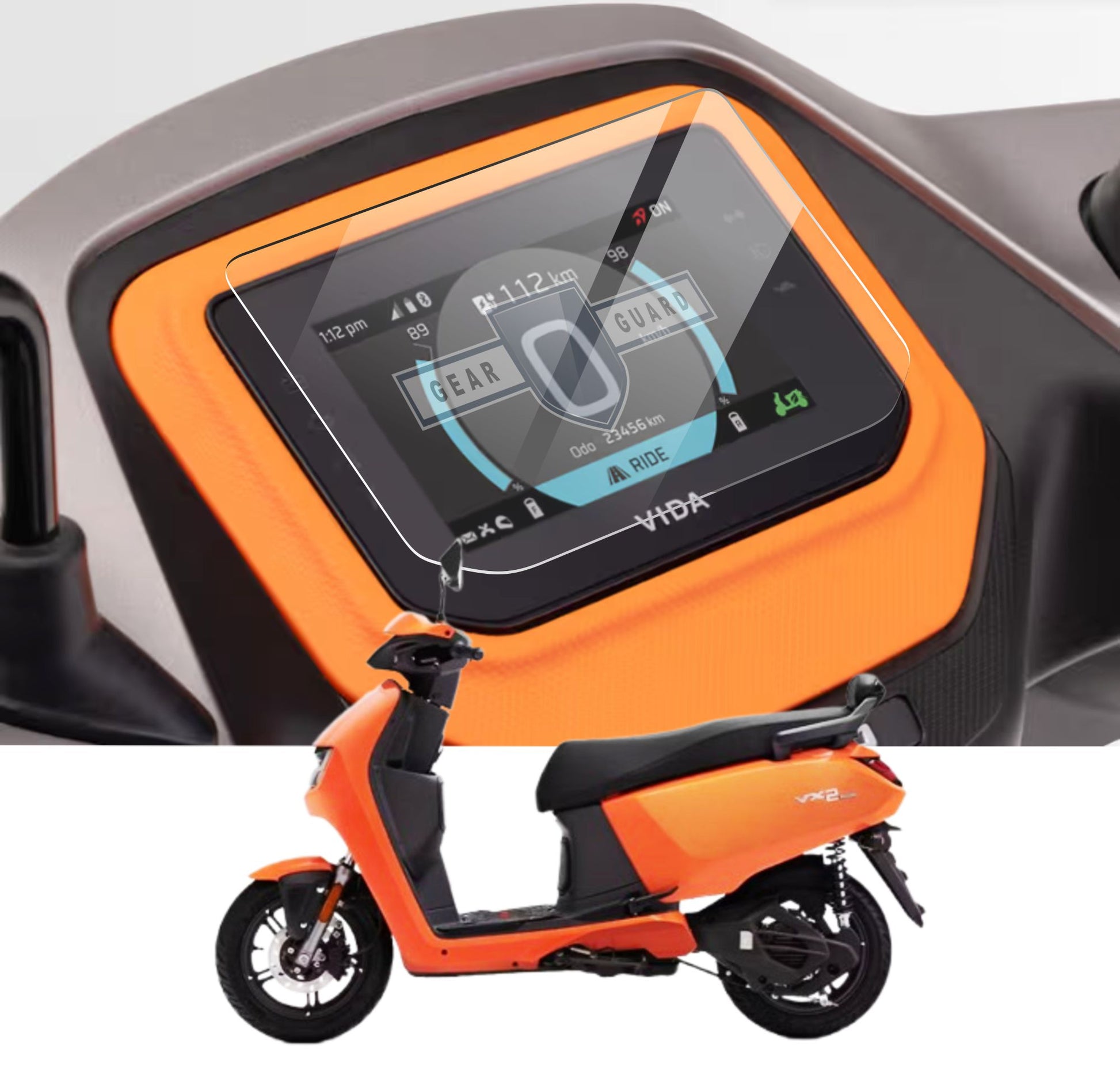 Hero vida vx2 ev scooter tft display screen guard protector tempered glass protection film unbreakable clear battery scooty new 2025 screen 