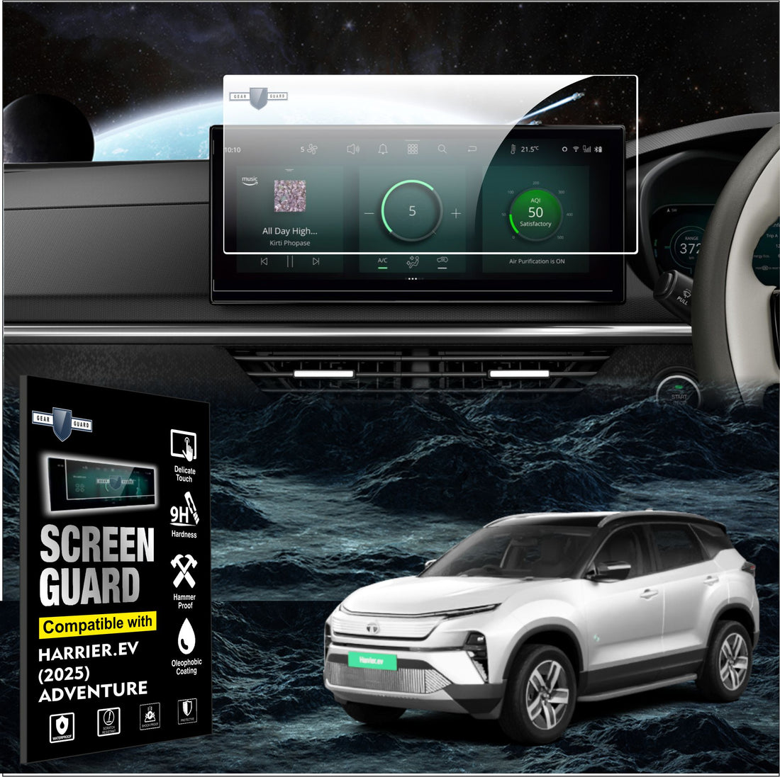 Tata Harrier.ev 2025 Adventure S Fearless Empowered Touch Screen Infotainment System Guard Protection film Tempered Glass Scratch film 10.25inch 12.3inch 14.5inch big screen new 