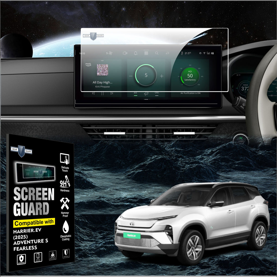 Tata Harrier.ev 2025 Adventure S Fearless Empowered Touch Screen Infotainment System Guard Protection film Tempered Glass Scratch film 10.25inch 12.3inch 14.5inch big screen new 