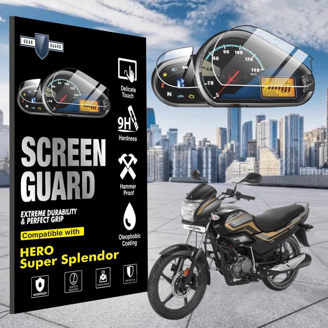 [2 Pack]Hero Super splendor  Bike TFT Instrument Cluster Digital Speed Meter Screen Protector [2021-2024]