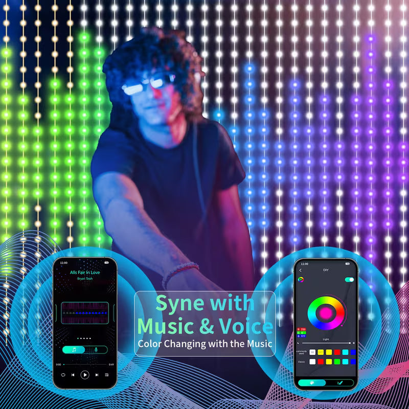 Smart LED Curtain Lights – App Control✨📱 & Music Sync ✨🎵