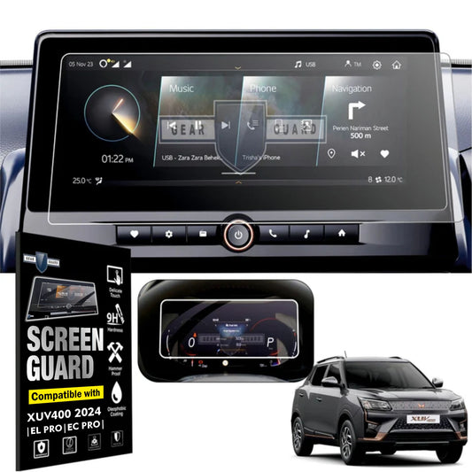 Mahindra XUV 400 EV Infotainment System and Instrument Cluster | MID Screen Guard [2024] [COMBO]