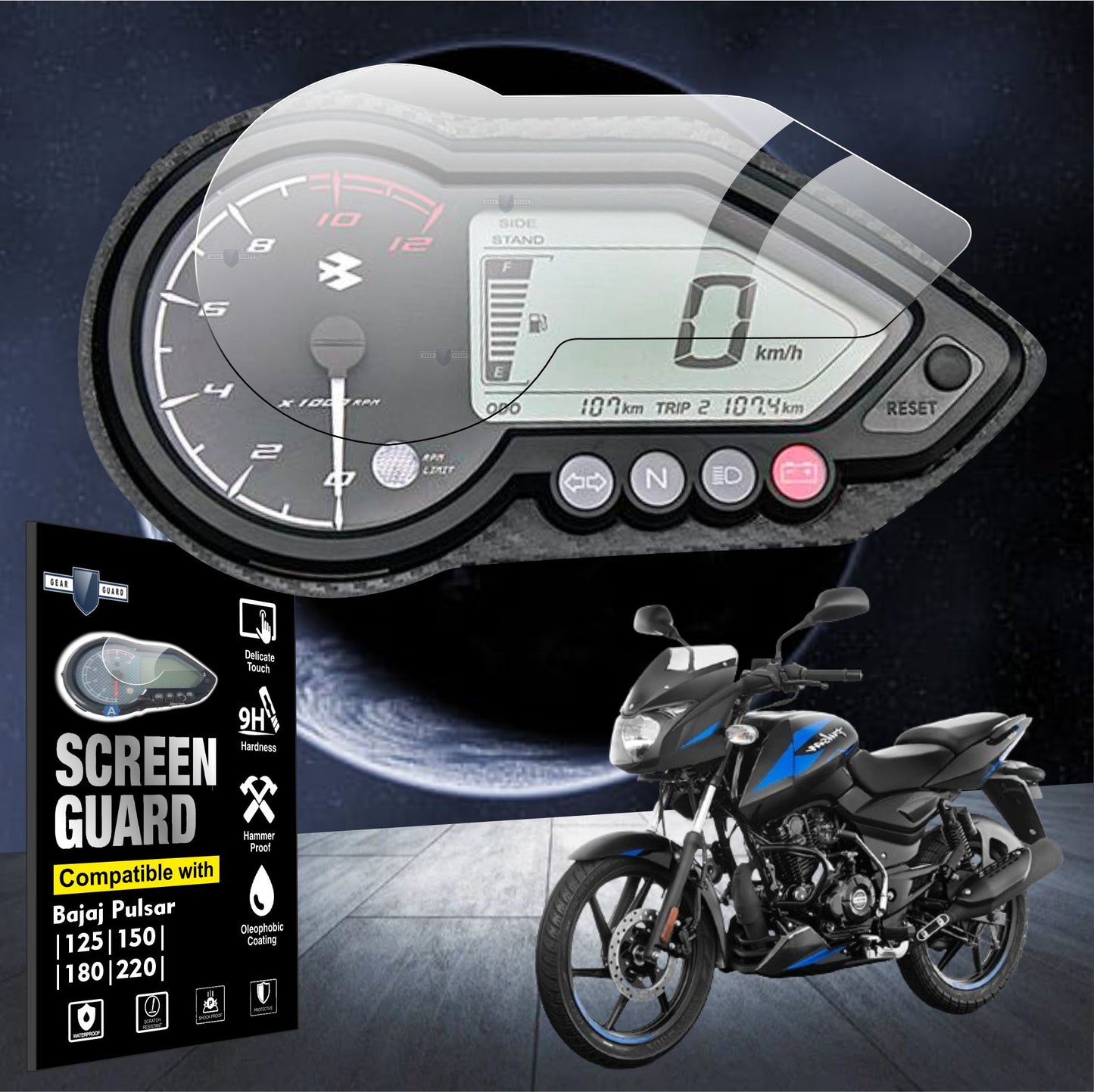 Bajaj Pulsar 125, 150, 180 220 Accessories Speedometer Screen Guard