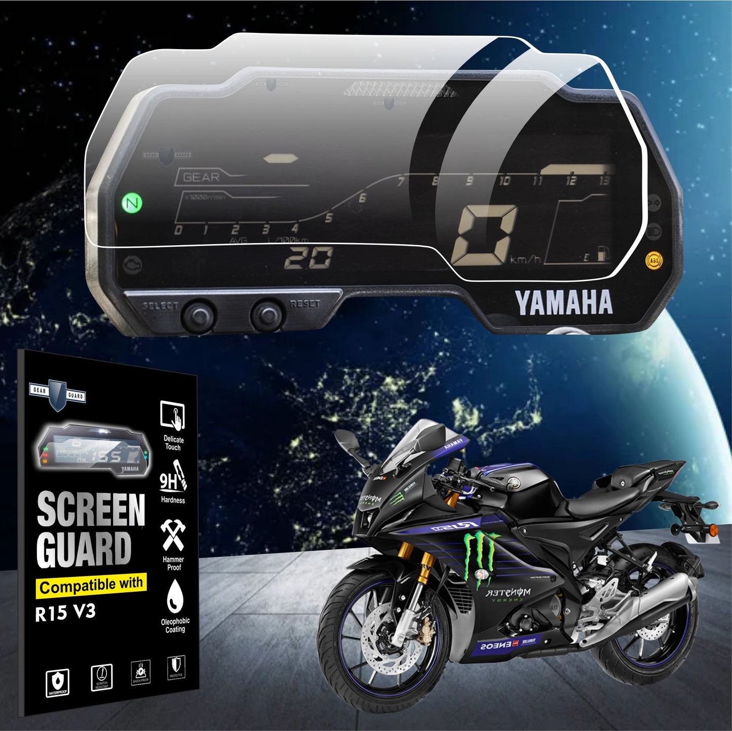 Yamaha R15 v3 Bike Accessories Digital Console Screen Protector