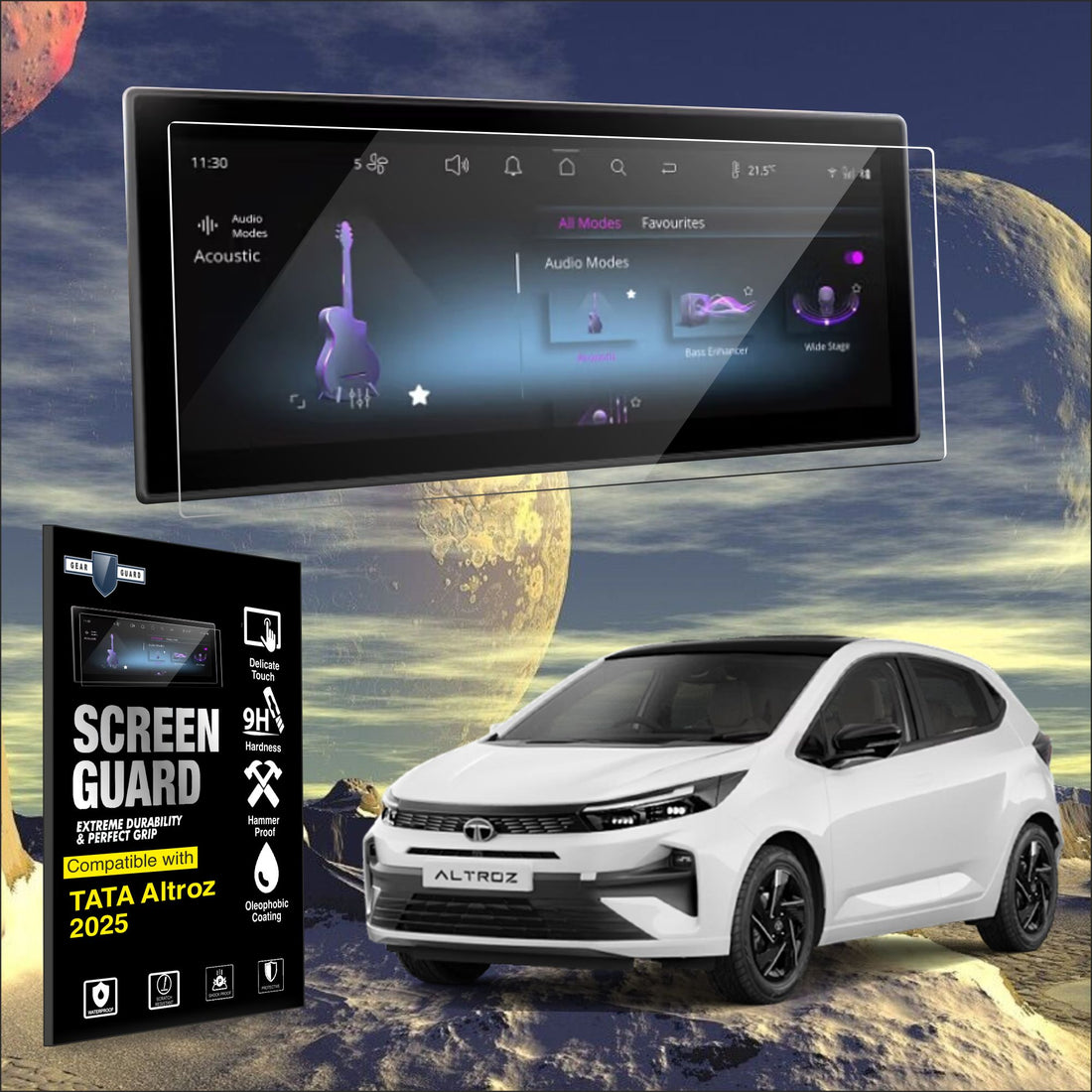 Tata Altroz 2025 Creative 10.25inch infotainment system Screen Guard Protection film tempered glass clear transparent scratch film ultra thin 11d 