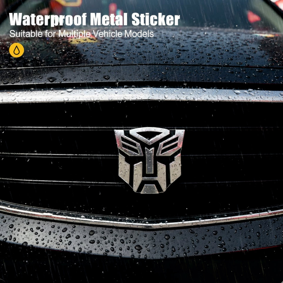3D Transformer Car Badge Emblem | 7cm x 7cm | All Vehicle Exterior Decorative Logo, Self-Adhesive
