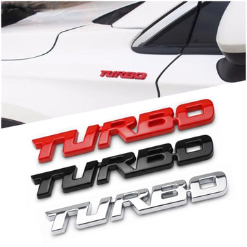 Turbo 3D Emblem | 9.5cm x 1.1cm | All Vehicle Exterior Decorative Logo, Self-Adhesive