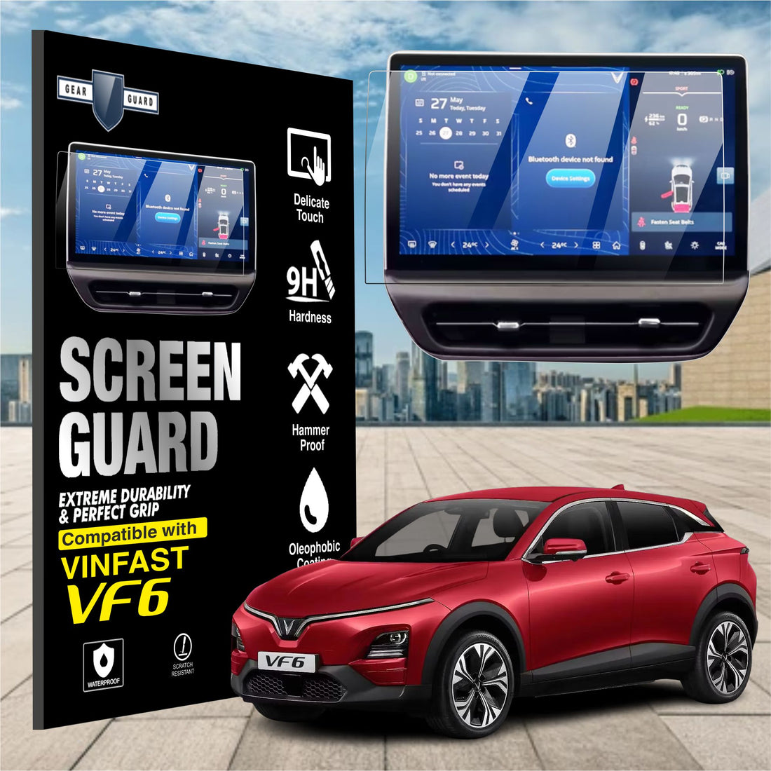 Vinfast VF6 Clear 12.9inch infotainment system protection film unbreakable guard tempered glass 