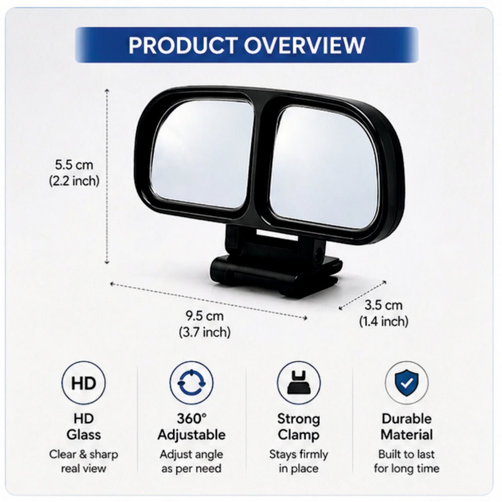 Adjustable Wide Angle Car Rear View Blind Spot Mirror [2Pcs L,R] - MIRROR_LR