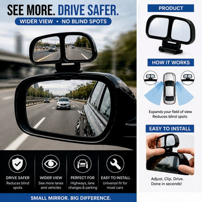 Adjustable Wide Angle Car Rear View Blind Spot Mirror [2Pcs L,R] - MIRROR_LR