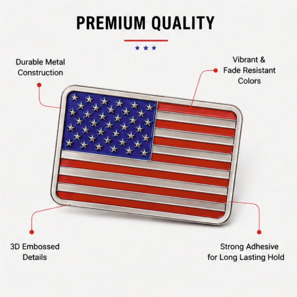 American Flag 3D Metal Sticker Emblem - STICKER_US_FLAG